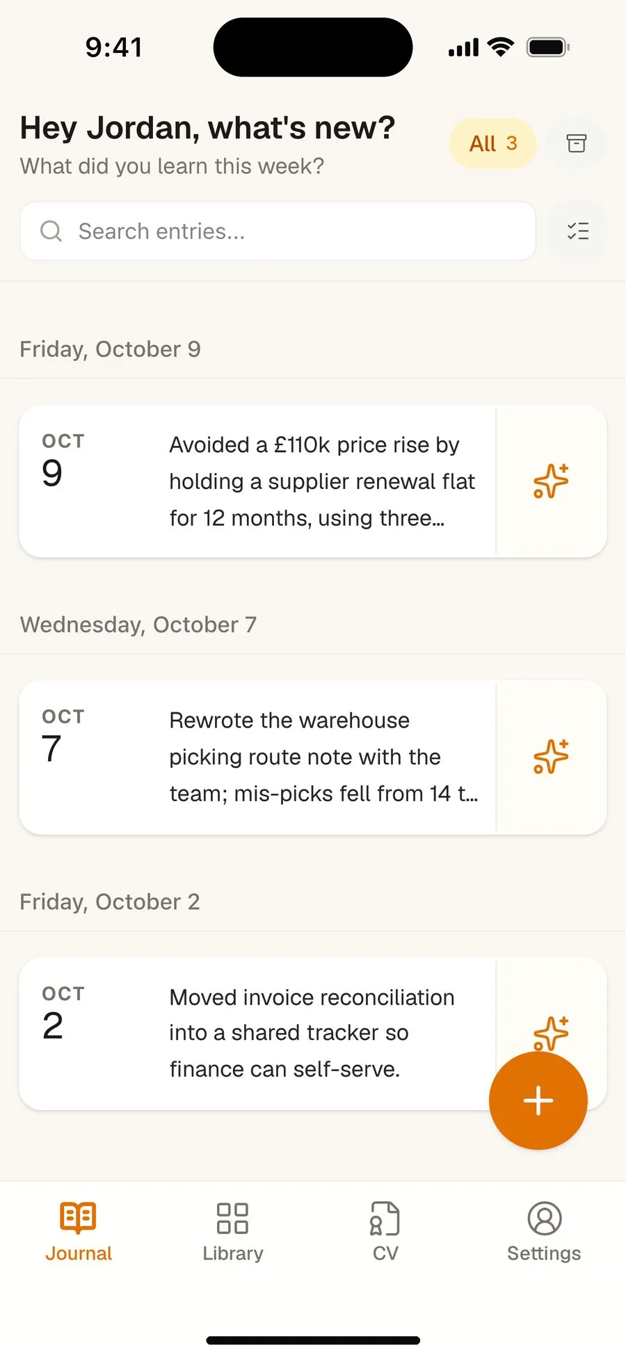 The ProFeed Journal: dated work notes, with Friday’s supplier renewal at the top